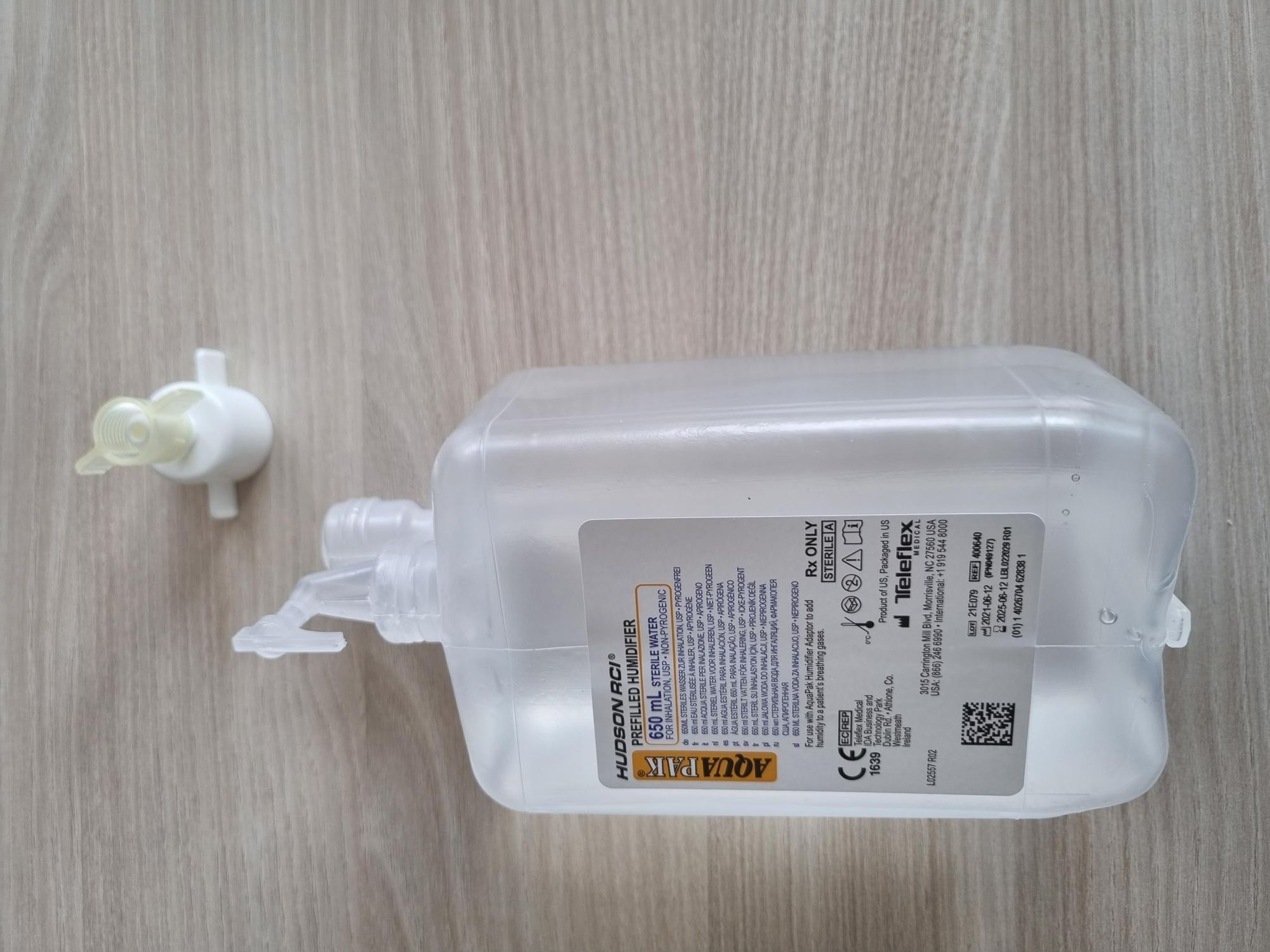 10 x Sterilwasser Aquapak 650ml im geschlossenen System- inkl- O2-Adapter zum Anschluss an Sauerstoffgeräte- steriles Wasser zur Inhalation in der Sauerstofftherapie- unser Respiflo Nachfolgeprodukt unter Sauerstoff-Zubehör