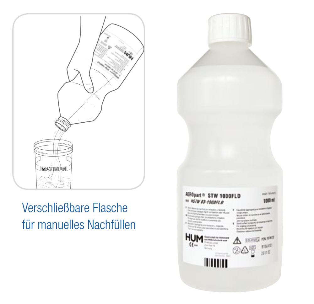 Aeropart steriles Wasser 1000ml (PZN 0087998) Sterilwasser fr die Inhalation und O2-Atemgasbefeuchtung