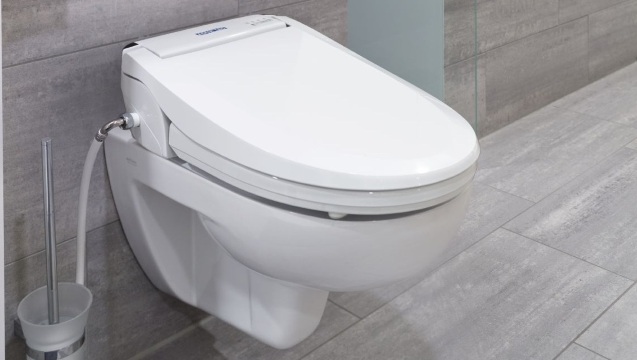 Aquatec Pure Bidet WC-Aufsatz mit Wascheinrichtung mit Reinigungsdse und Warmluftrockner- Licht- beheizbare Sitzflche- elektrischer Spl-Toilettensitz