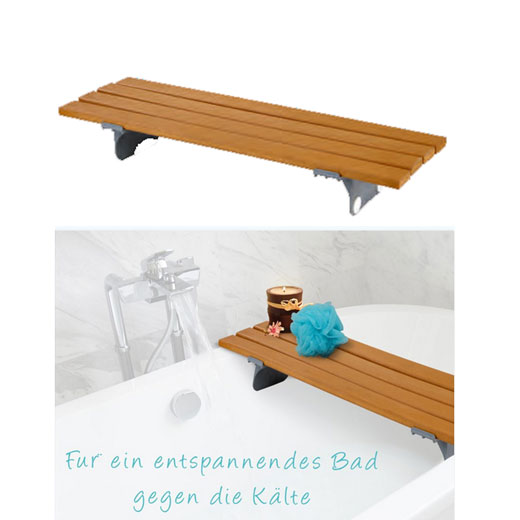 Badewannenbrett Holzoptik- Kunststoff in Holzfarbe- stabil bis 136 kg unter Badewannenlifter Badewannensitze > SUNDO
