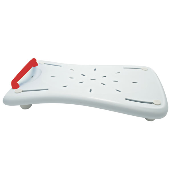 Badewannenbrett Plus- roter Haltegriff- Belastbarkeit 150kg- für Wannen-Innenmass 38-61cm