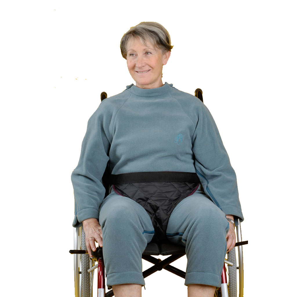 Beckenfixierhose Auxilia- verhindert das Vorwärtsrutschen im Rollstuhl- Universal-Beckengurt für fast alle Rollstühle- mit Clipverschluss am Rücken unter Rollstuhlgurte > Rollstuhlgurte > PharmaOuest