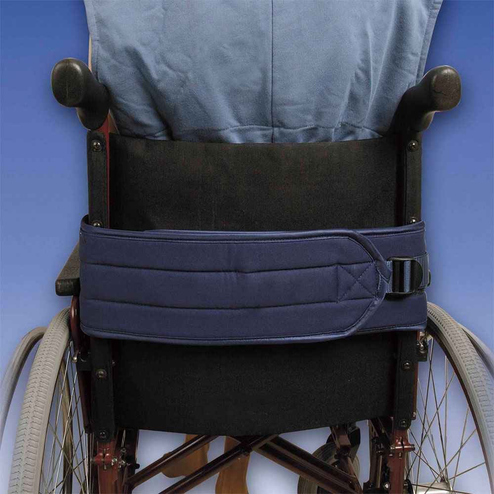 Biocare Basis Klett Rollstuhlgurt- XL blau- Patientensicherungssystem im Rollstuhl- mit Klettverschluss