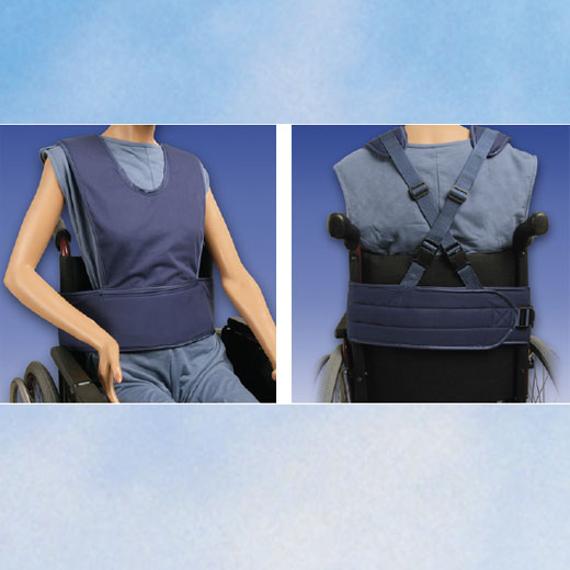 Biocare Standard Klett- flüssigkeitsabweisend blau- Sicherungssystem für Hüfte und Oberkörper- Patienten-Gurt Rollstuhl
