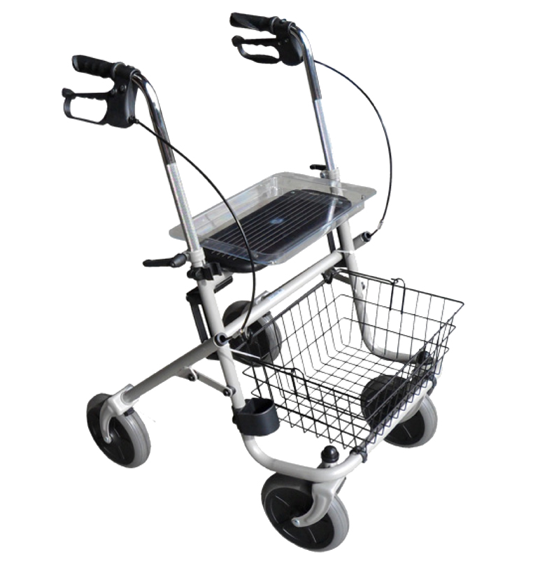 Duopack - 2 x Trendmobil Standard Rollator- faltbar- Rollator mit Korb- Tablett und Stockhalter- silber- bis 120kg