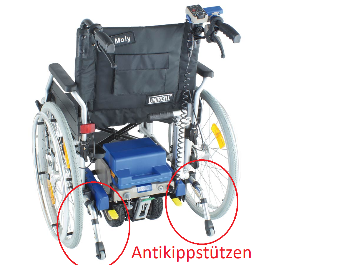 Ersatz-Ankippstützen- 2-Punkt schwenkbar- Rohr: 25mm für Uniroll UHC Click und Go Compact unter Rollstuhl Zubehörteile