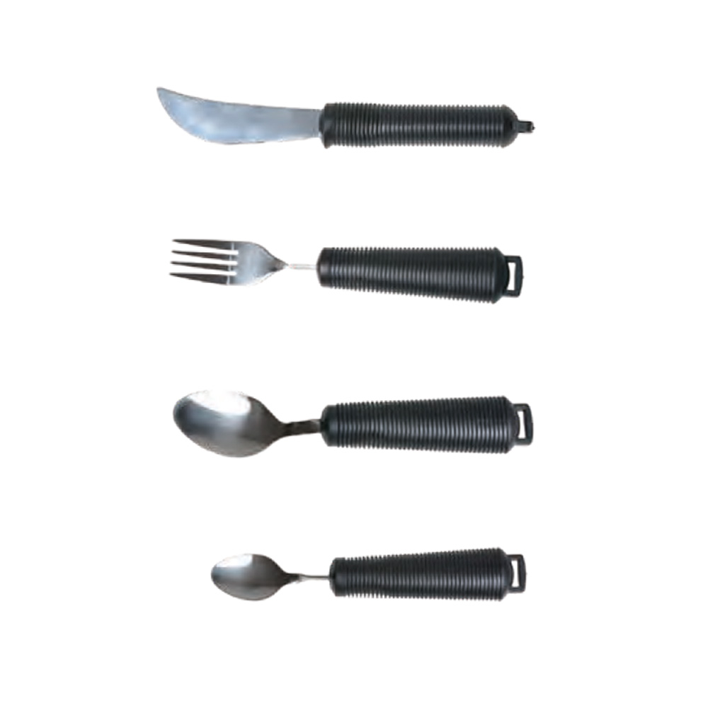 FLEX Essbesteck 4-teiliges Set (Gabel- Lffel- Teelffel- Messer) biegsam- dicke und rutschsichere Griffe- splmaschinengeeignet