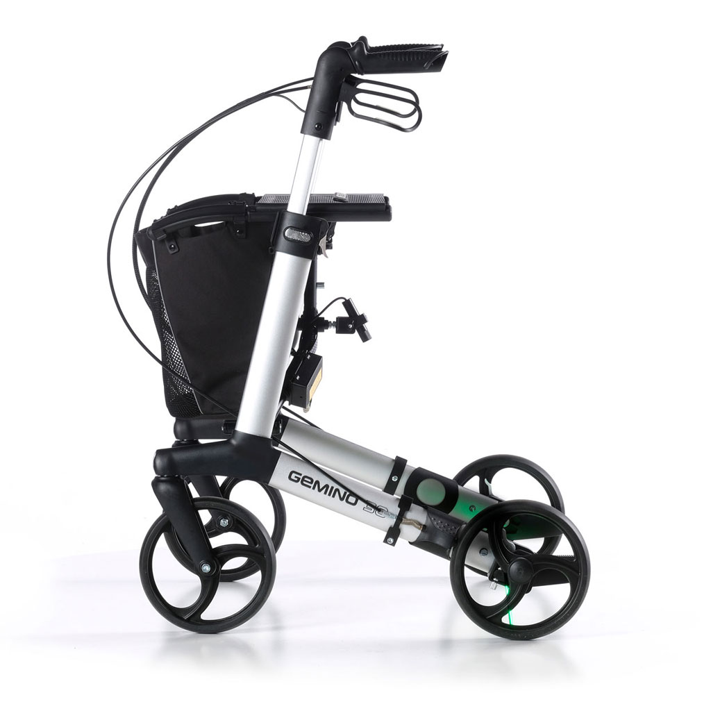 Gemino 30 Parkinson Rollator mit Umkehrbremssystem (der Rollator hlt sofort an- sobald die Bremse losgelassen wird)- Laserlicht aktivierbar (wirkt dem Freezing entgegen)- Verlangsamungsbremse (Tempo gleichmssig)- bis 130kg- Leichtgewicht unter Rollator (alle Modelle) > -Shop - Gemino