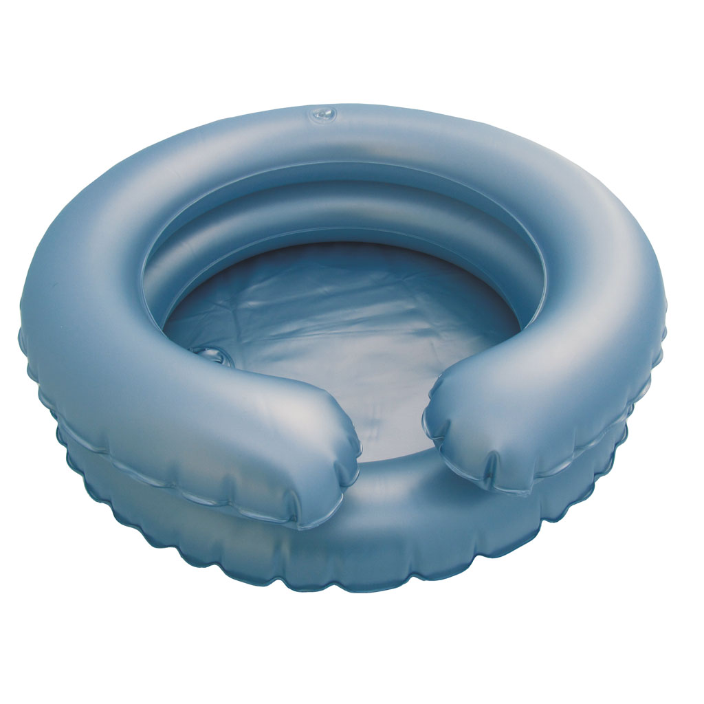 Haarwaschwanne rund- inkl- Pumpe- aufblasbare Haarwaschwanne- 2-reihig- mit absperrbarem Wasserablauf und Kopfmulde