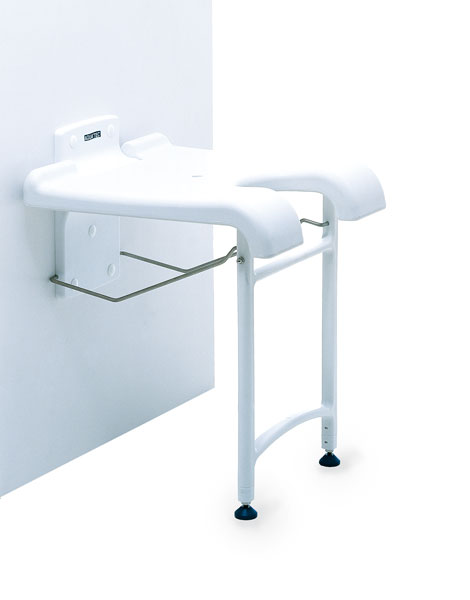 Invacare-Aquatec Sansibar Duschklappsitz- Duschsitz zur Wandmontage- mit Stützfüssen und Hygienausschnitt- bis 130kg unter Duschklappsitze > Invacare