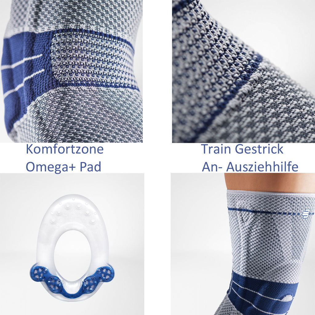 Neue Bauerfeind GenuTrain Titan Silk- mit Silikonrand- Aktivbandage Kniegelenk- neue 8- Generation 2020- Train-Gestrick- Omega+ Pad- Komfortzone Kniekehle- hautfreundlich und atmungsaktiv