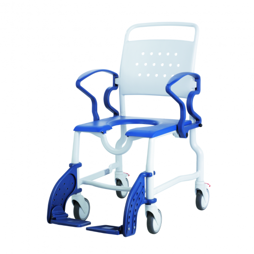 Rebotec Erfurt Toiletten-Rollstuhl- mit 5 Zoll Rädern- grau-blau- Toilettenstuhl- bis 130 kg unter Duschocker & Duschstühle > Rebotec > -Duschstühle mit Rücken- & Armlehnen