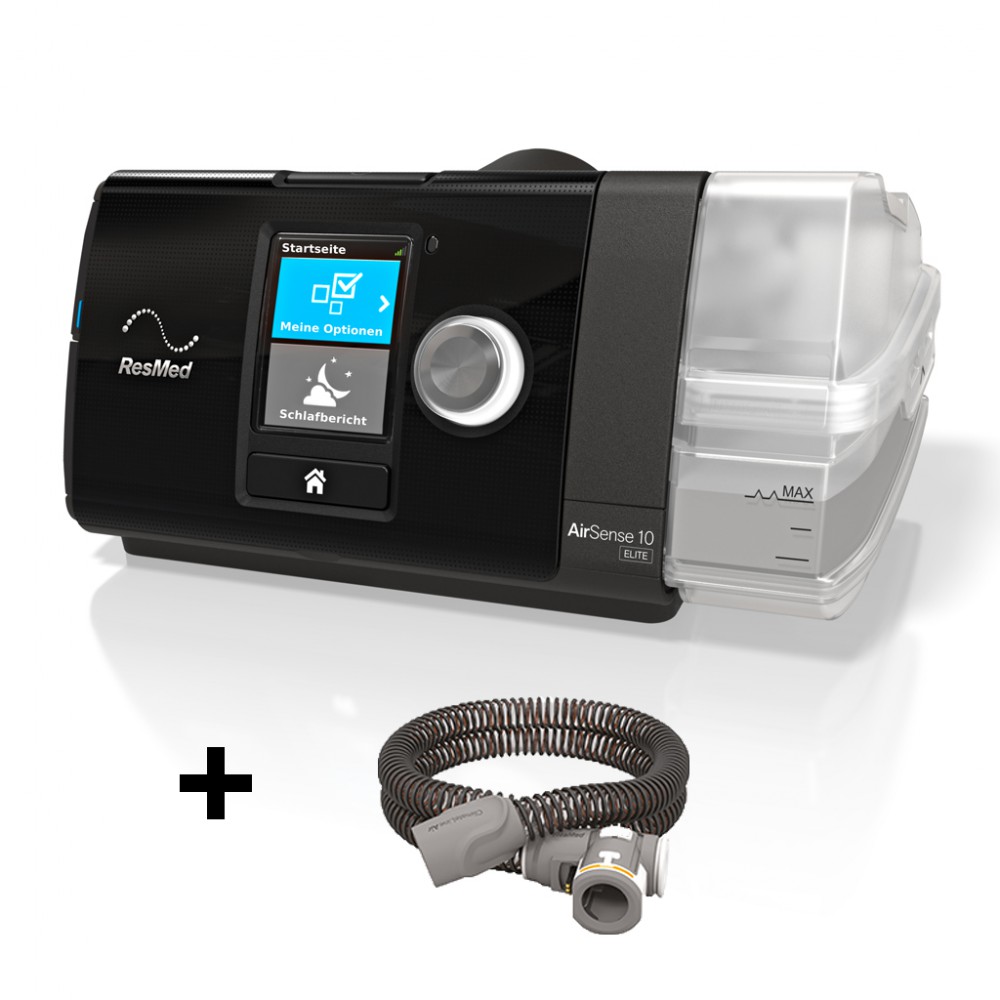 Resmed AirSense 10 Elite CPAP-Gert inkl- HumidAir Warmluftbefeuchter und ClimateLineAir Schlauch