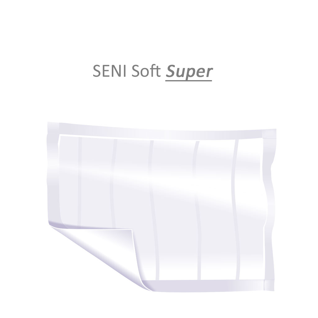 Seni Soft Super 90x60cm- Krankenunterlagen- Einmal-Bettschutz aus Zellstoff-Flocken- Saugstärke 2000ml- (P-50) unter Matratzenschutz > Seni