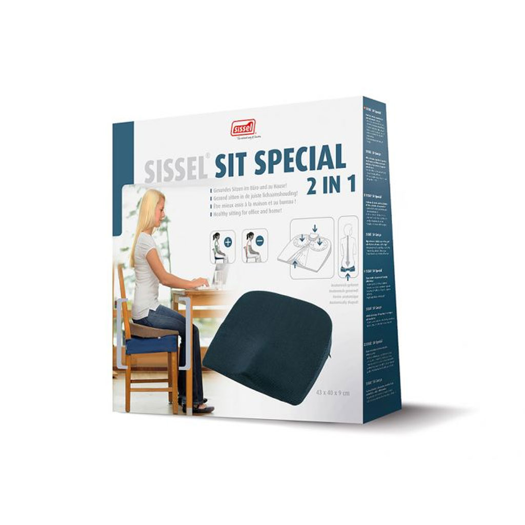SISSEL Sit Special Sitzkeil 2 in 1- inkl- Velourbezug anthrazit- Masse 43 x 40 x 9 cm unter Sitzkissen