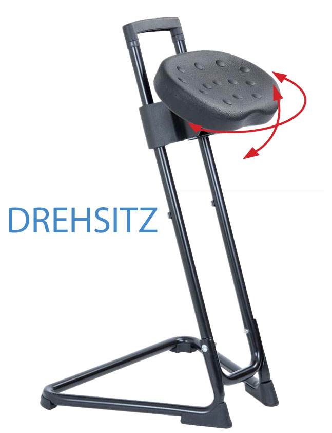 Stehhilfe - die Standhafte- Gestell lichtgrau- sehr stabiler Stehstuhl mit Drehsitz- GS geprüft- bis 120kg unter Stehstühle