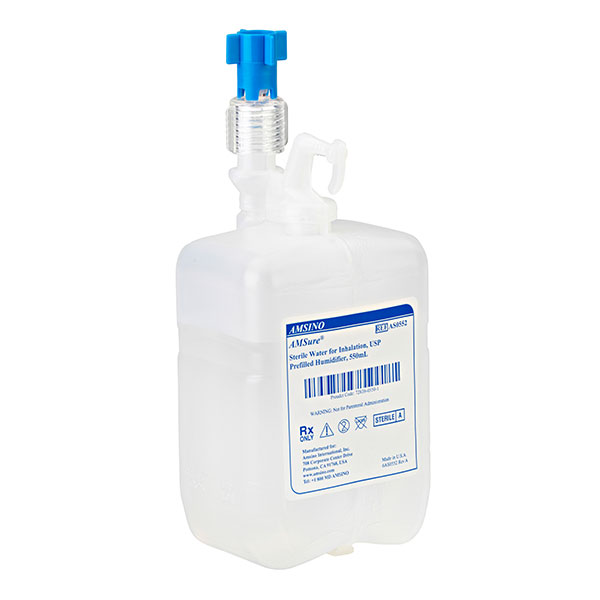 Sterilwasser AMSure 550ml im geschlossenen System- inkl- O2-Adapter zum Anschluss an Sauerstoffgerte- steriles Wasser zur Inhalation in der Sauerstofftherapie (unser Respiflo Nachfolgeprodukt)