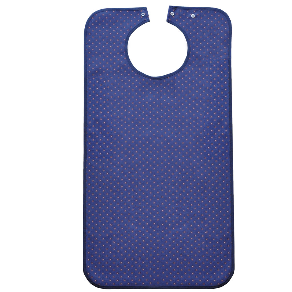 Suprima Ess-Schürze Polyester mit Druckknopfverschluss- blau gemustert unter Esshilfen und Trinkhilfen > Ess- und Trinkhilfen > Zubehör