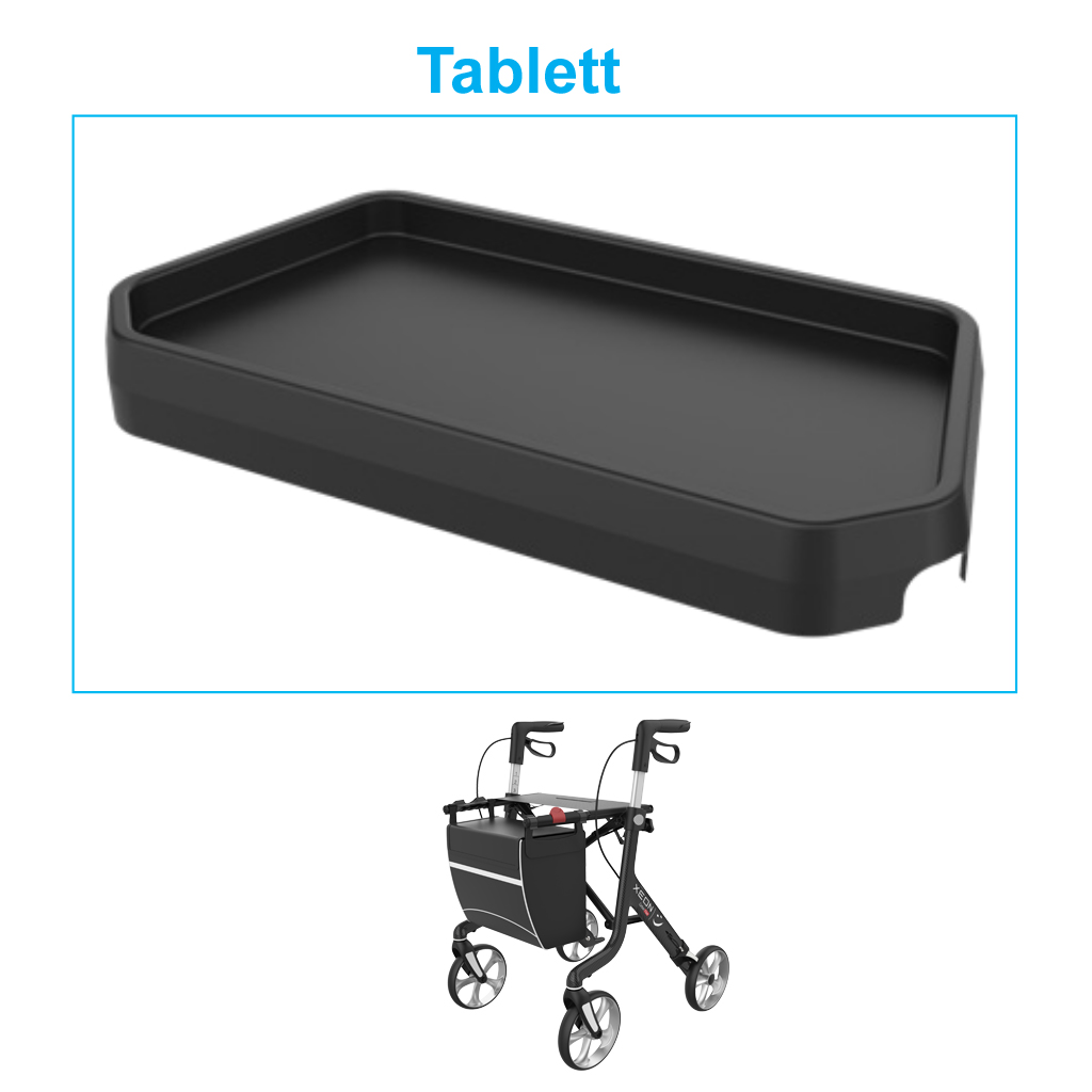 Tablett fr Xeon Rollator- schwarz- mit Anti-Rutsch-Matte