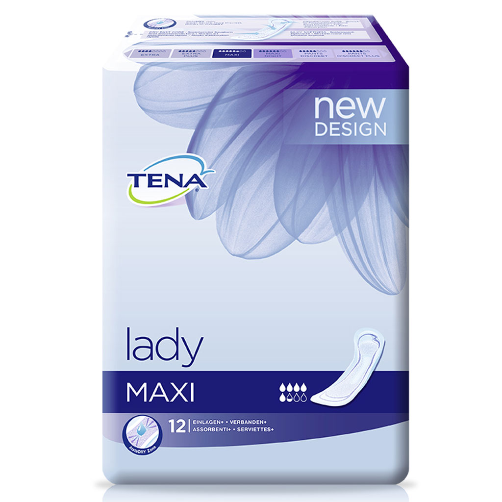 Tena Lady Maxi (Karton 144 Stück) bei mittlere bis stärkere Blasenschwäche