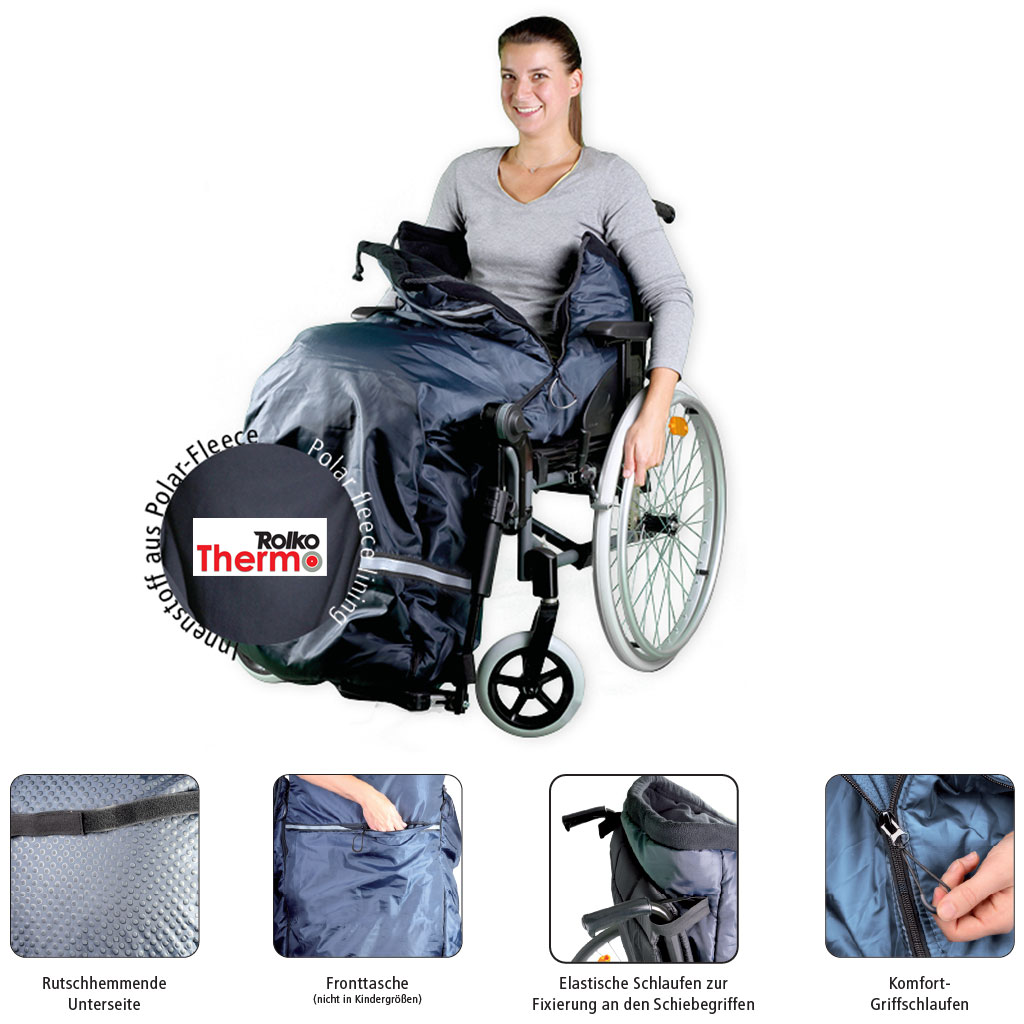 Thermo Rollstuhl Schlupfsack- Gr- L für Erwachsene bis Grösse 180cm- Innenfutter Polar-Fleece- wasserabweisendes Aussenmaterial unter Schlupfsäcke & Regencapes > Rollstuhl Zubehörteile > Rolko