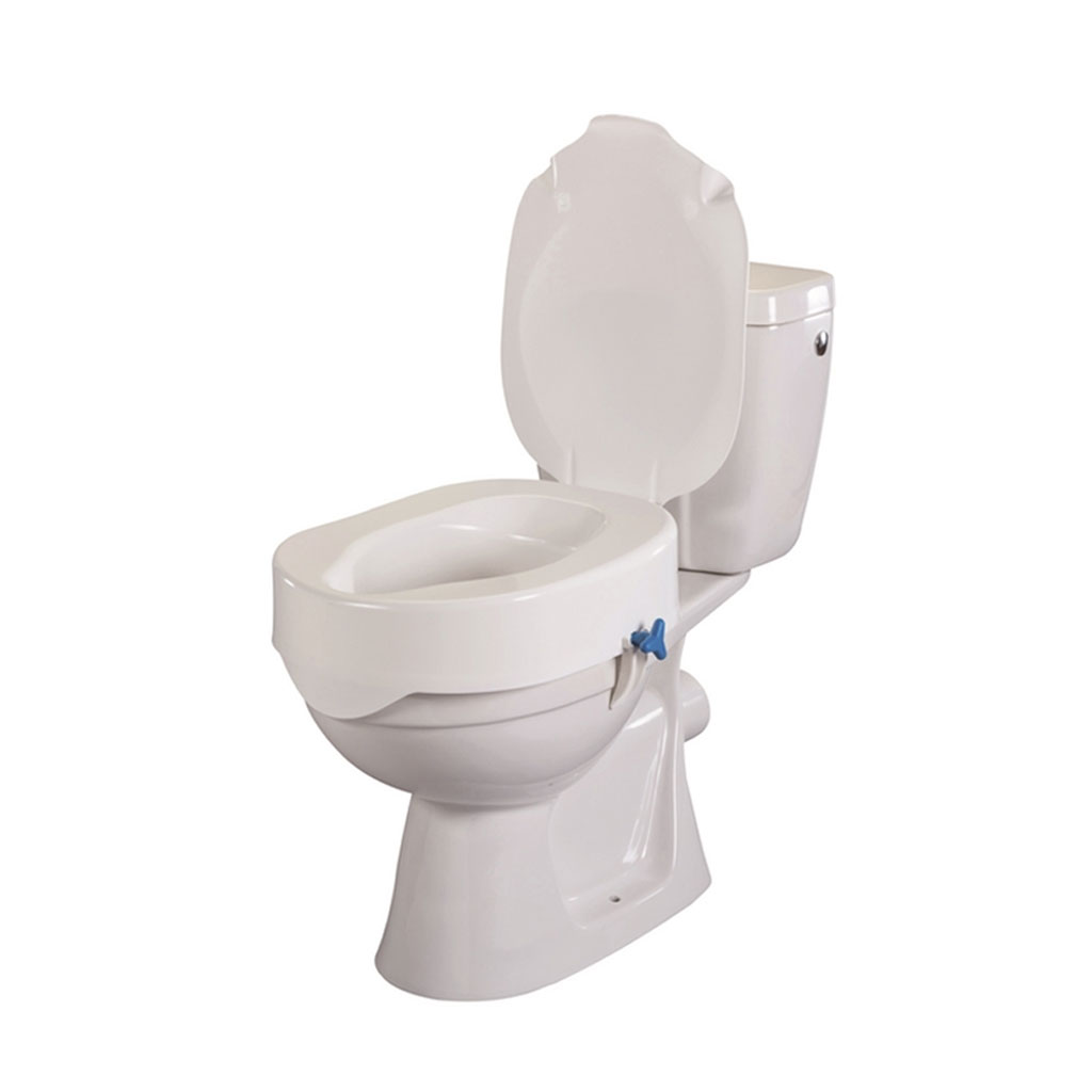 Toilettensitzerhöhung Rehotec mit Deckel- 10cm- bis 180kg belastbar- einfache Montage ohne Wekzeug unter Toilettensitzerhöhung > PharmaQuest