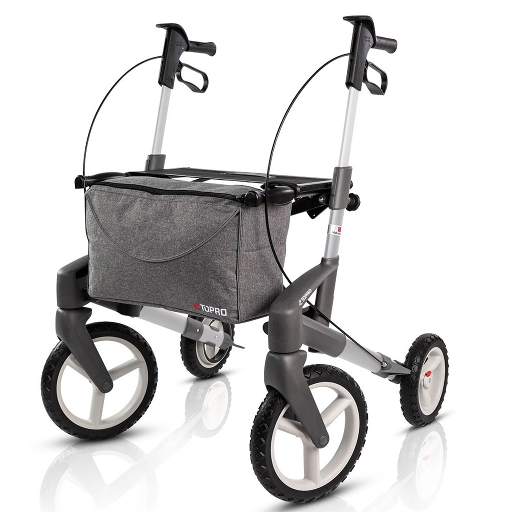 TOPRO Olympos ATR Rollator- S (Benutzergrsse140170 cm)- silber- mit Offroad-Rder- der Outdoor Rollator- faltbar- Leichtgewicht- bis 150kg