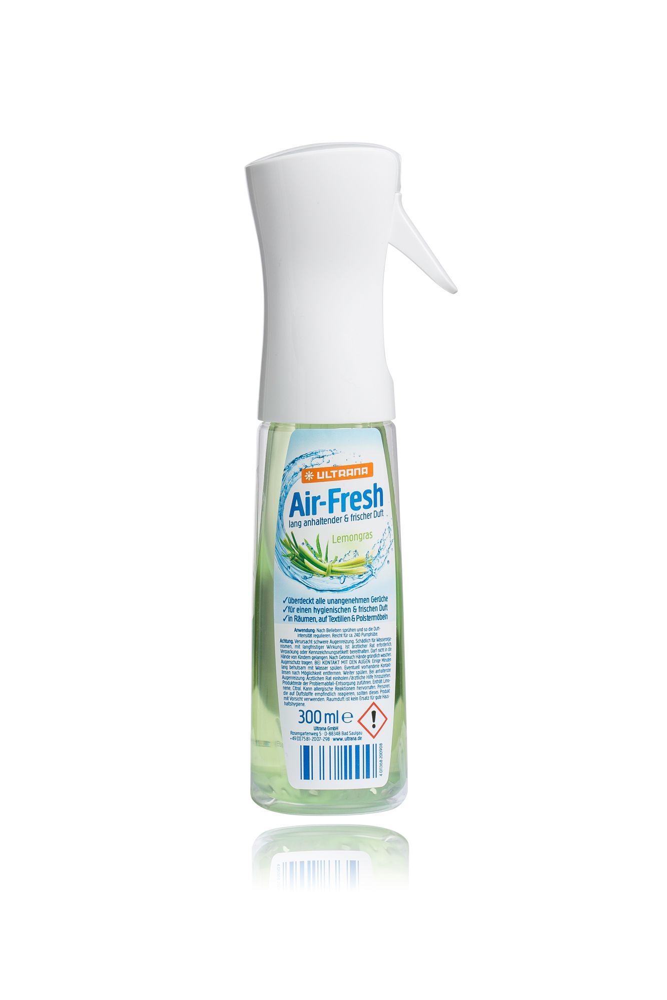Ultrana Air-Fresh Lemongras Raumduftspray- Textilduftspray- Polstermöbelduftspray 300ml unter Hygiene